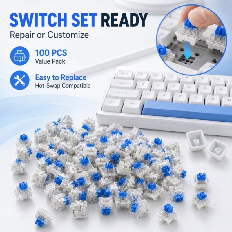 Gaming Keyboard Blue Switches - DT21 100Pcs DIY Mechanical Keyboard Switches,
