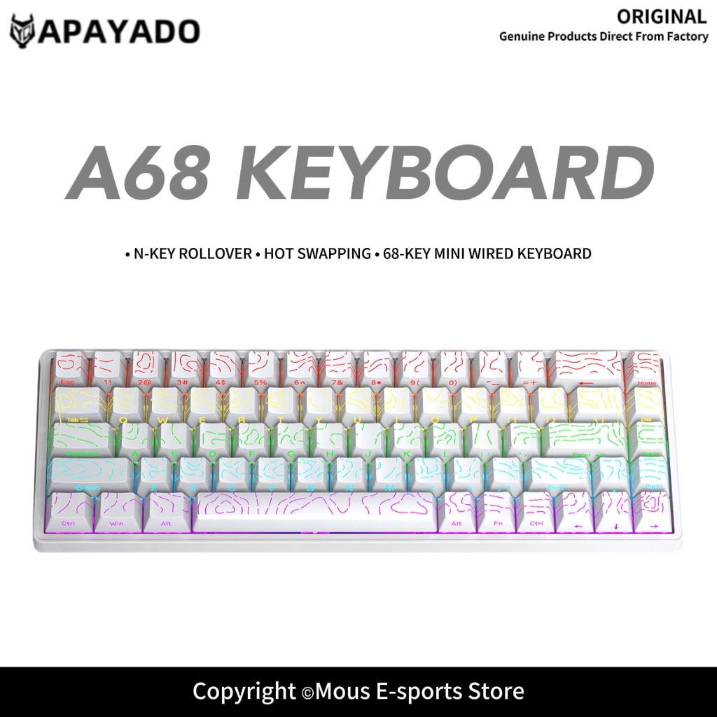 Gaming Keyboard Blue Switches - APAYADO A68 Wired Mechanical Keyboard Hot