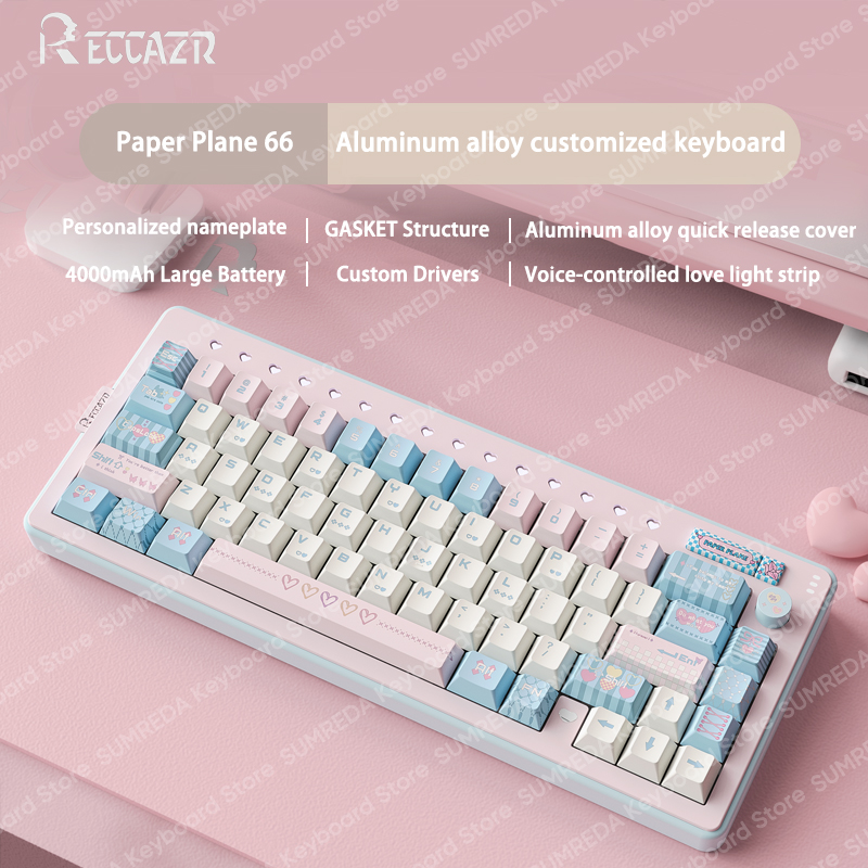 RECCAZR R66 Paper Plane66 Mech - đánh giá và giá Gaming Keyboard Hot Swappable