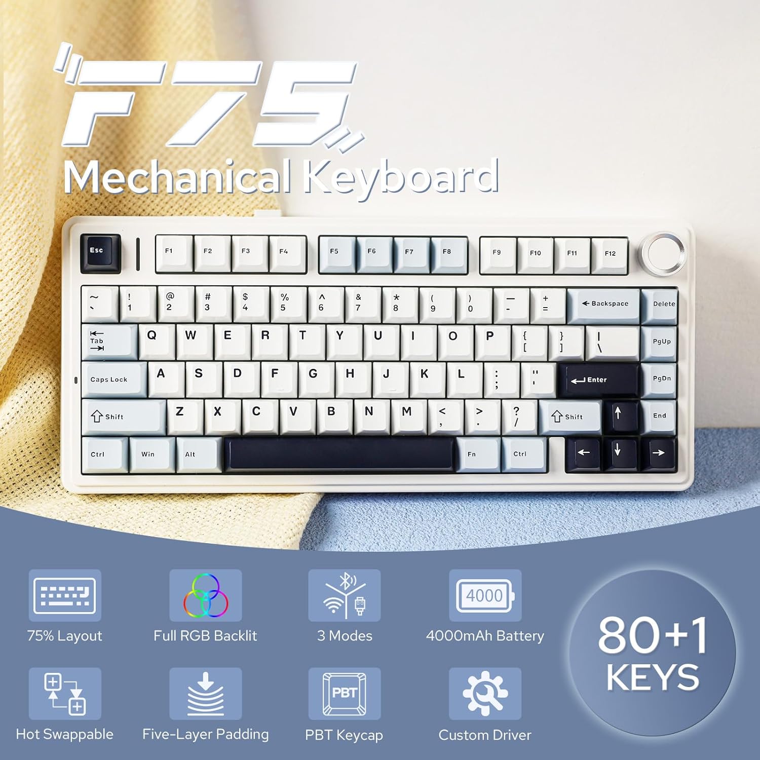 Aula F75 Mechanical Keyboard 7 - đánh giá và giá Gaming Keyboard Hot Swappable
