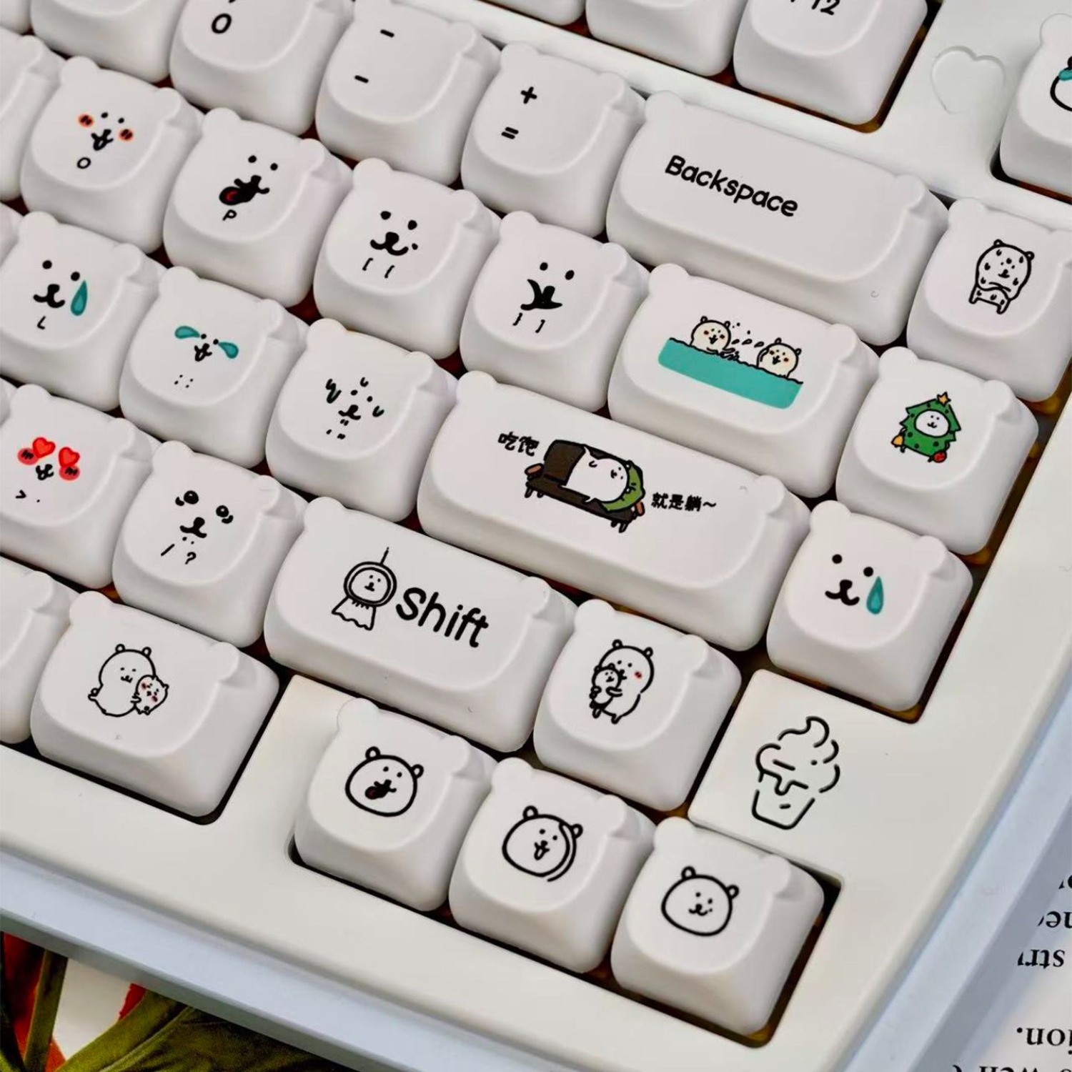Kawaii Cartoon Joke Bear PBT K - đánh giá và giá Gaming Keyboard Ergo
