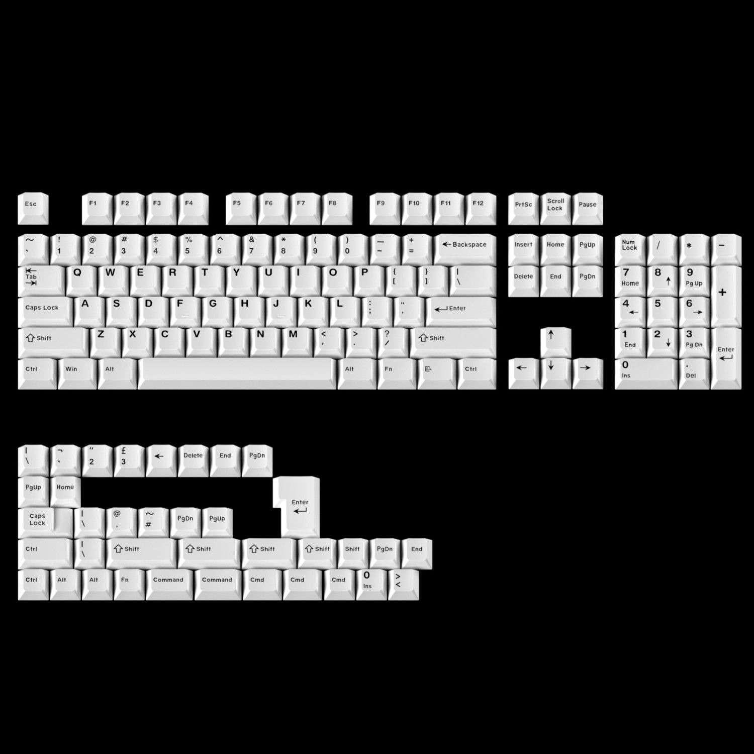Minimalist Pure White Keycaps  - đánh giá và giá Gaming Keyboard Ergo