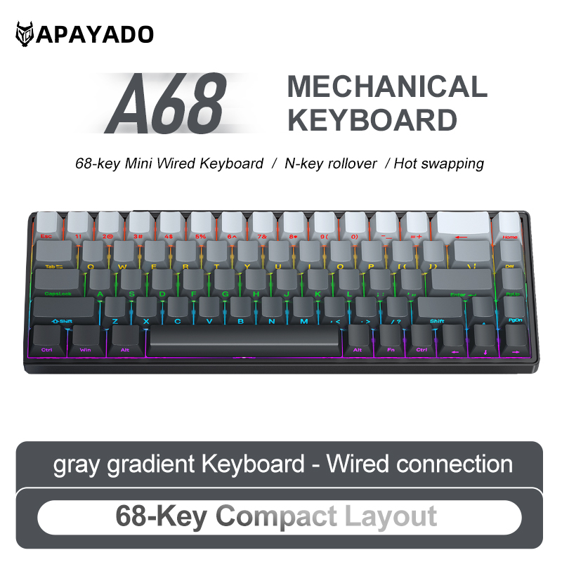 APAYADO A68 Wired Mechanical K - đánh giá và giá Gaming Keyboard Blue Switches